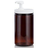 Amber Plastic PET Large Jar with Heavy Duty Twist Lock Cream Lotion Pump (6 Pack)
