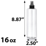 Clear Plastic PET Cylinder Bottle with Black Fine Mist Sprayer (12 Pack)