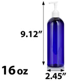 Cobalt Blue Plastic PET Slim Cosmo Bottle with White Lotion Pump (12 Pack)