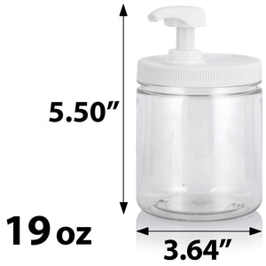 Clear Plastic PET Large Jar with Heavy Duty Twist Lock Cream Lotion Pump (6 Pack)