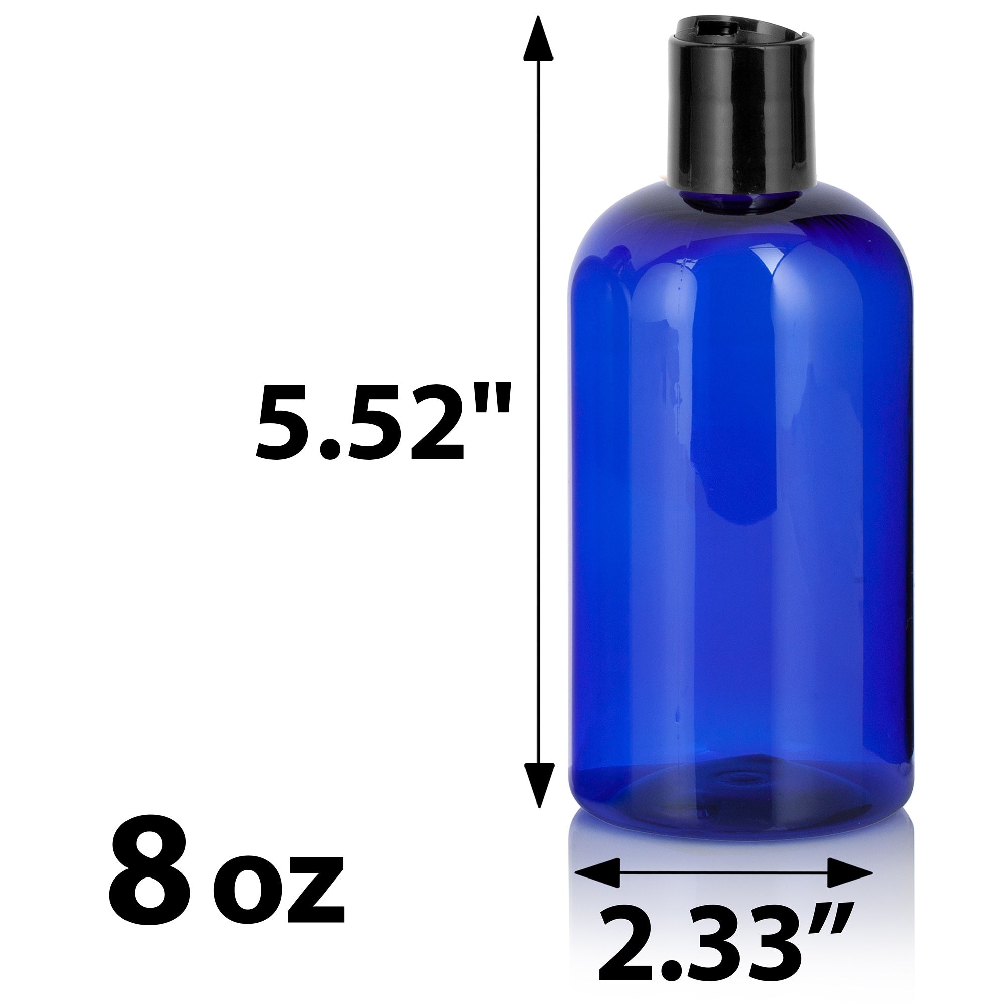 24-Pack Cobalt Blue 2 Oz Boston Round Bottles - BPA Free PET With Black Disc Caps