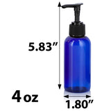 Cobalt Blue Plastic PET Boston Round Bottle with Black Lotion Pump (12 Pack) - JUVITUS