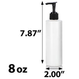 White Plastic HDPE Cylinder Squeeze Bottle with Black Lotion Pump (12 Pack)
