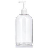 Clear Plastic PET Boston Round Bottle with White Lotion Pump (12 Pack)