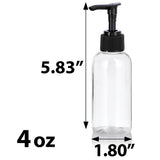 Clear Plastic PET Boston Round Bottle with Black Lotion Pump (12 Pack)