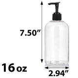 Clear Plastic PET Boston Round Bottle with Black Lotion Pump (12 Pack)