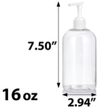 Clear Plastic PET Boston Round Bottle with White Lotion Pump (12 Pack)