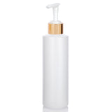 Natural Clear Plastic HDPE Squeeze Bottle with Gold Lotion Pump (12 Pack)