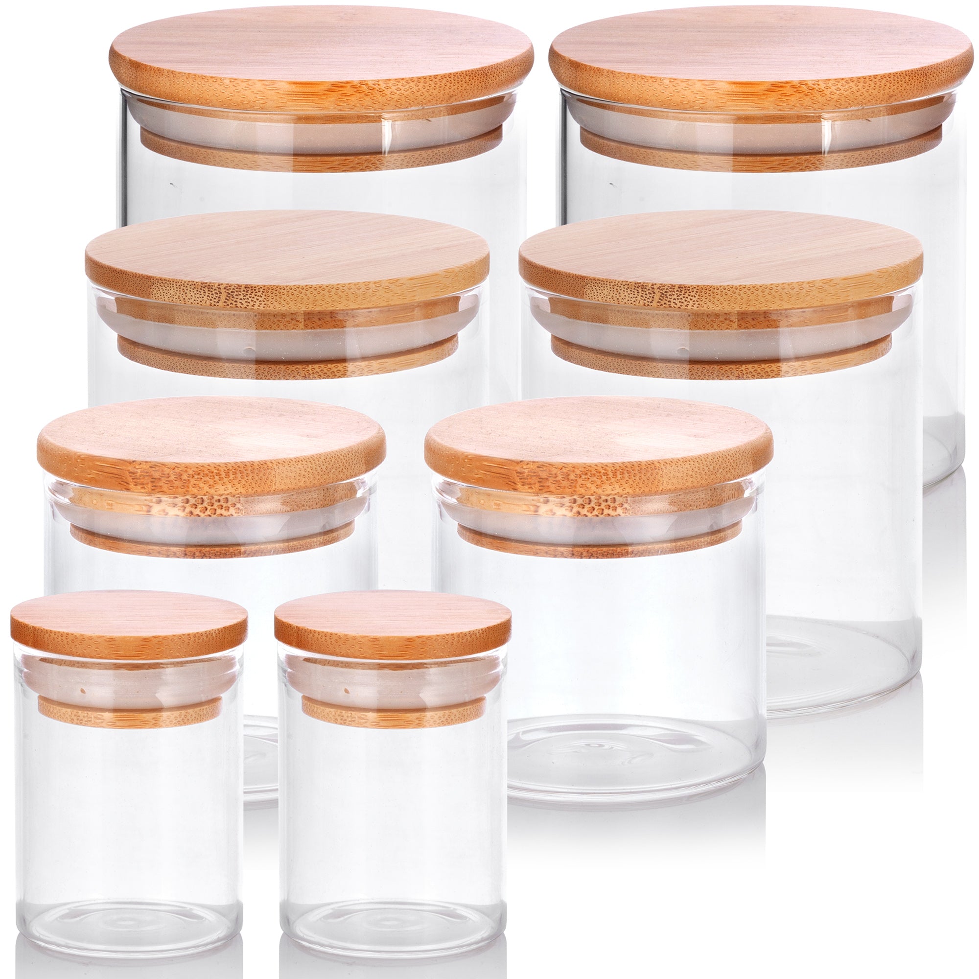 Piece Borosilicate Glass Jars with Bamboo Air Tight Lids (2oz