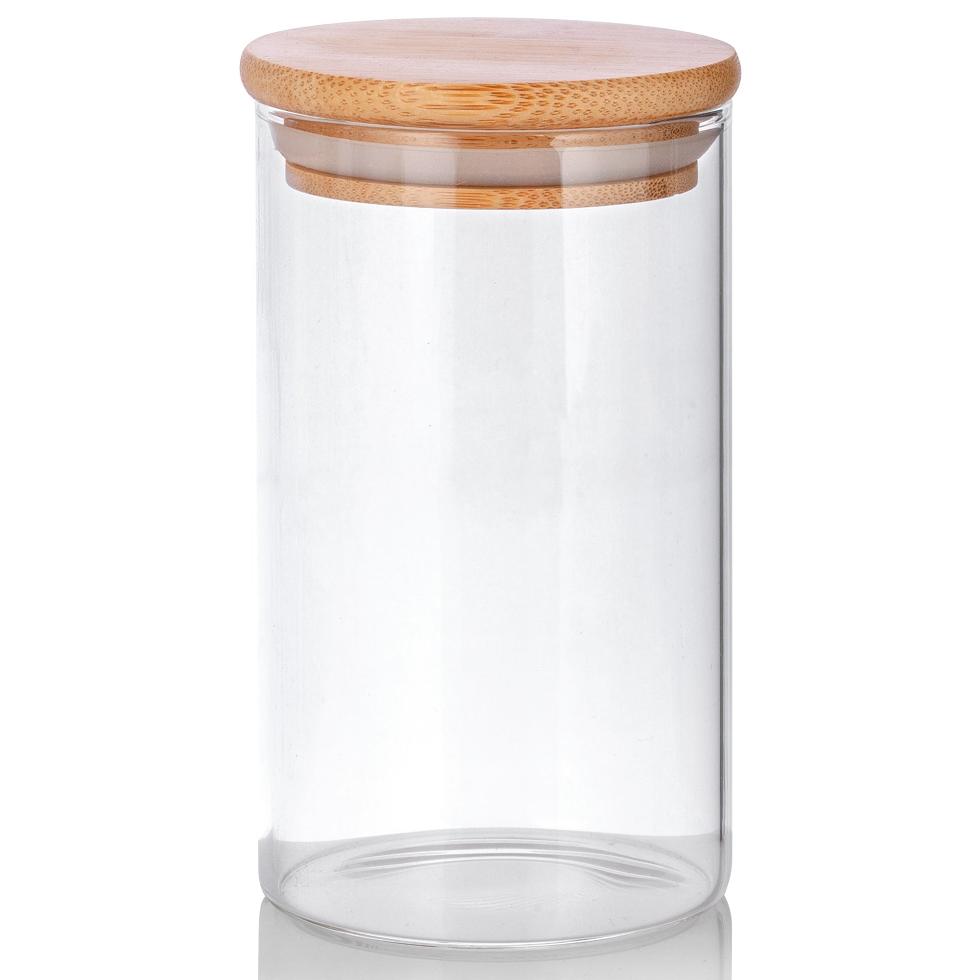 10 oz Tall Clear Glass Borosilicate Jar with Bamboo Lid