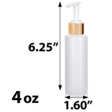 Natural Clear Plastic HDPE Squeeze Bottle with Gold Lotion Pump (12 Pack)