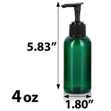Green Plastic PET Boston Round Bottle with Black Lotion Pump (12 Pack)
