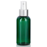 Green Plastic PET Boston Round Bottle with Silver Fine Mist Sprayer (12 Pack)
