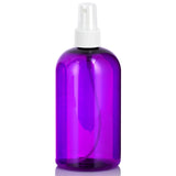 Purple Plastic PET Boston Round Bottle with White Fine Mist Sprayer (12 Pack) - JUVITUS