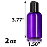 Purple Plastic PET Boston Round Bottle with Black Disc Cap (12 Pack)