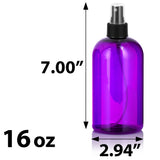 Purple Plastic PET Boston Round Bottle with Black Fine Mist Sprayer (12 Pack) - JUVITUS