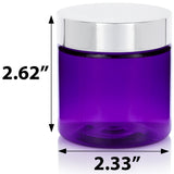 4 oz Purple PET Plastic Straight Sided Jar with Silver Metal Overshell Lid