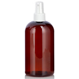 Amber Plastic PET Boston Round Bottle with White Fine Mist Sprayer (12 Pack) - JUVITUS