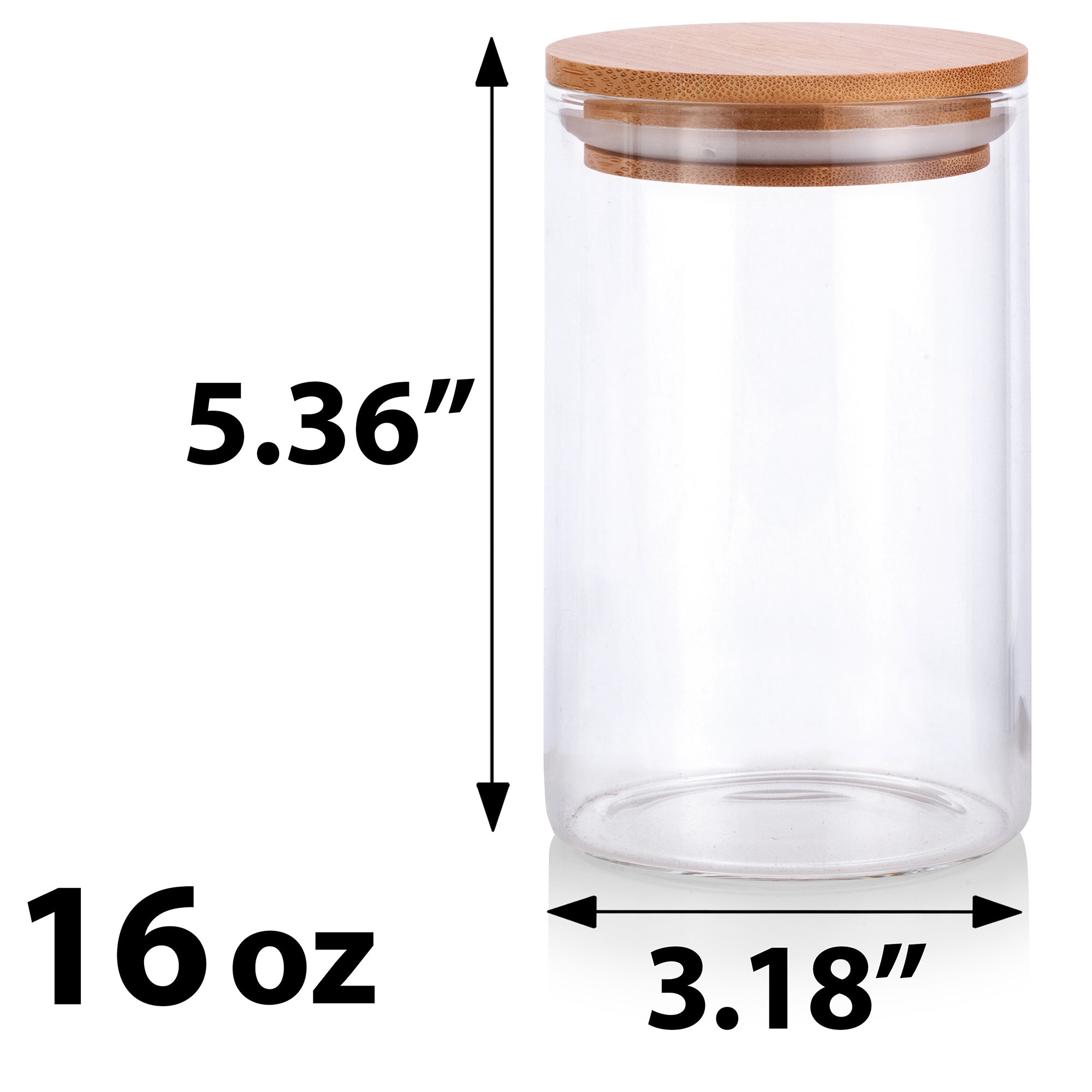 10 oz Premium Borosilicate Clear Glass Jars with Bamboo Silicone