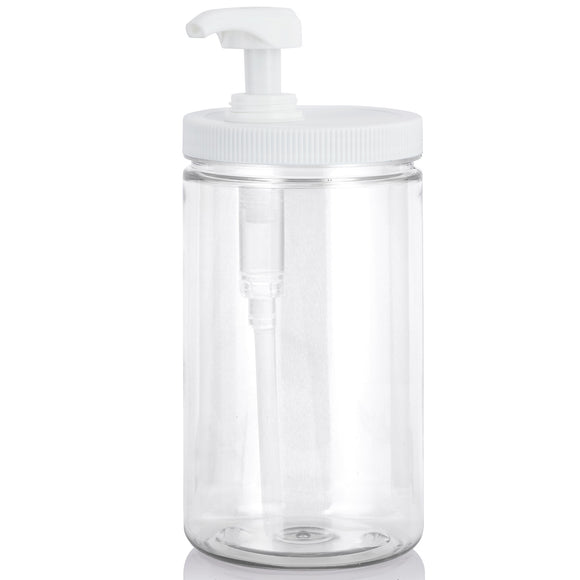 Clear Plastic PET Large Jar with Heavy Duty Twist Lock Cream Lotion Pump (6 Pack)