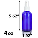 Cobalt Blue Glass Boston Round Bottle with White Fine Mist Sprayer (12 Pack)