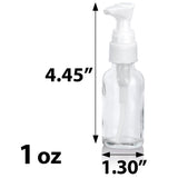 Clear Glass Boston Round Bottle with White Lotion Pump (12 Pack)