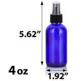 Cobalt Blue Glass Boston Round Bottle with Black Fine Mist Sprayer (12 Pack) - JUVITUS