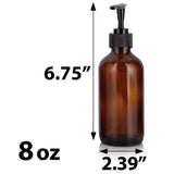 Amber Glass Boston Round Bottle with Black Lotion Pump (12 Pack)