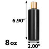 Black Plastic HDPE Cylinder Squeeze Bottle with Gold Disc Cap (12 Pack)