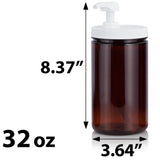 Amber Plastic PET Large Jar with Heavy Duty Twist Lock Cream Lotion Pump (6 Pack)