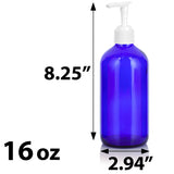 Cobalt Blue Glass Boston Round Bottle with White Lotion Pump (12 Pack)