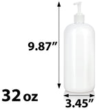 White Plastic PET Large Boston Round Bottle with White Lotion Pump (12 Pack)