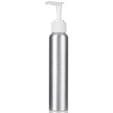 Silver Metal Aluminum Bottle with White Lotion Pump - 4 oz (6 Pack)