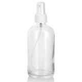 Clear Thick Plated Glass Boston Round Bottle with White Fine Mist Sprayer (12 Pack)
