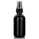 Black Glass Boston Round Bottle with Black Fine Mist Sprayer (12 Pack)