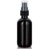 Black Glass Boston Round Bottle with Black Treatment Pump (12 Pack)