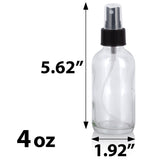 Clear Thick Plated Glass Boston Round Bottle with Black Fine Mist Sprayer (12 Pack)