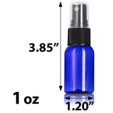 Cobalt Blue Plastic PET Boston Round Bottle with Black Fine Mist Sprayer (12 Pack) - JUVITUS