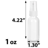 High Shine Gloss White Glass Boston Round Bottle with White Fine Mist Sprayer - 1 oz (12 Pack)