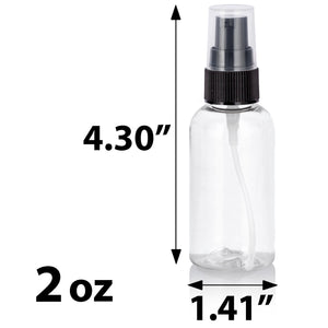 Clear Plastic PET Boston Round Bottle with Black Treatment Pump (12 Pack)