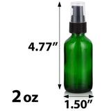 Green Glass Boston Round Bottle with Black Treatment Pump (12 Pack)
