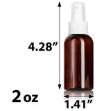 Amber Plastic PET Boston Round Bottle with White Fine Mist Sprayer (12 Pack) - JUVITUS