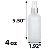 Frosted Clear Glass Boston Round Bottle with Silver Fine Mist Sprayer (6 Pack)