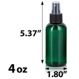 Green Plastic Boston Round Bottle with Black Fine Mist Sprayer (12 Pack)
