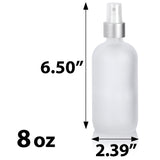 Frosted Clear Glass Boston Round Bottle with Silver Fine Mist Sprayer (6 Pack)