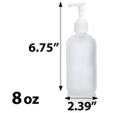 Frosted Clear Glass Boston Round Bottle with White Lotion Pump (12 Pack)