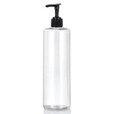 Clear Plastic PET Cylinder Bottle with Black Lotion Pump (12 Pack)