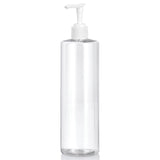 Clear Plastic PET Cylinder Bottle with White Lotion Pump (12 Pack)