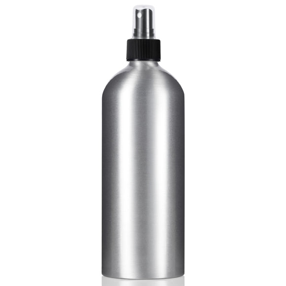 Silver Metal Aluminum Bottle with Black Fine Mist Sprayer (6 Pack)