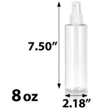 Clear Plastic PET Cylinder Bottle with White Fine Mist Sprayer (12 Pack)